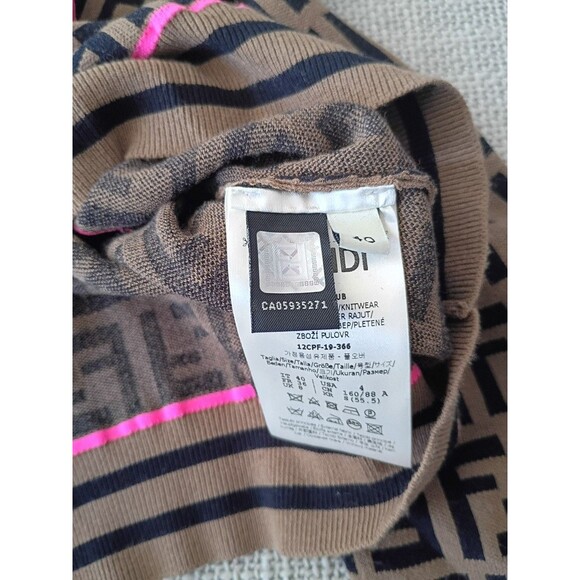 FENDI Brown Zucca Monogram Knit Crop Top & Leggings Set | Size US 4 / IT 40 - Picture 5 of 14